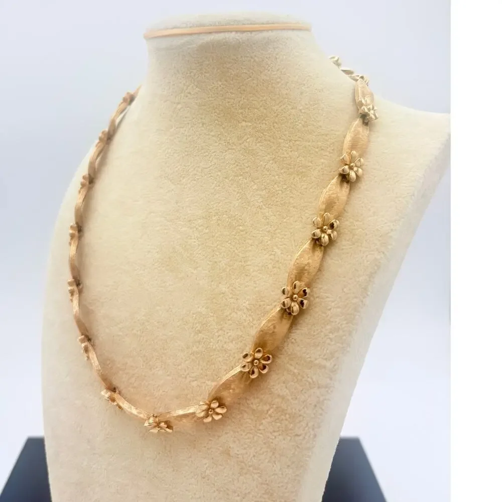 Crown Trifari Cast Ribbon Floral Necklace • c.1958–64 • Birthday Ribbon